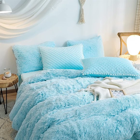 - New Luxury Faux Fur Duvet Cover,Cute Plush Comforter Set (1 Faux Fur Duv… - Picture 3 of 14